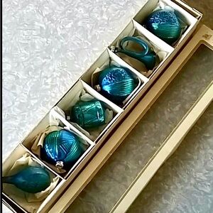 Set Six Hand Blown Ornaments Mr Christmas West Germany Musical Instruments Rare